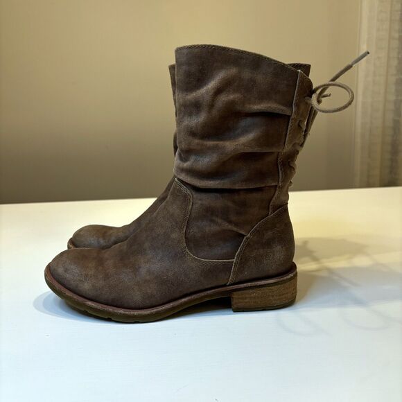 Sofft Women's Belmont Brown Leather Mid-Calf Slouch Side Zip Lace Up Booties 7 M - Picture 2 of 11